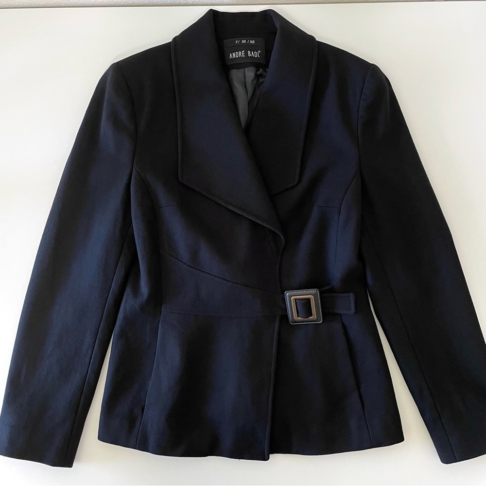 Andre Badi Wool Blend Belted Jacket Black XS - Small - Picture 10 of 16